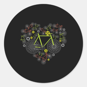 Pegatina Redonda Camiseta Corazón Bicicletas Lindo Mtb Carrera Cicl