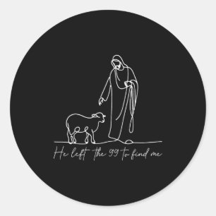 Pegatina Redonda Camiseta Cristiana Él Dejó El 99 Para Encontrarme 