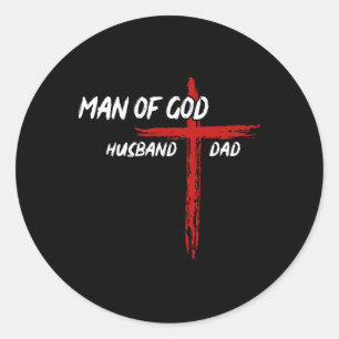 Pegatina Redonda Camiseta cristiana Hombre De Dios Padre Husnd Día