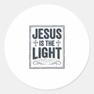 Pegatina Redonda Camiseta Cristiana Vintage Jesús Es La Luz