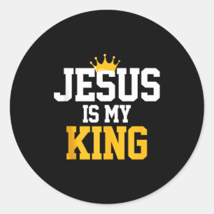 Pegatina Redonda Camiseta Cristianos Jesús Es Mi Rey Citas De Relig