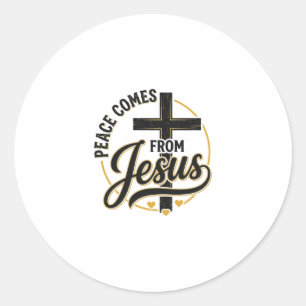 Pegatina Redonda Camiseta Cruz Cristiana Jesús Trae Paz