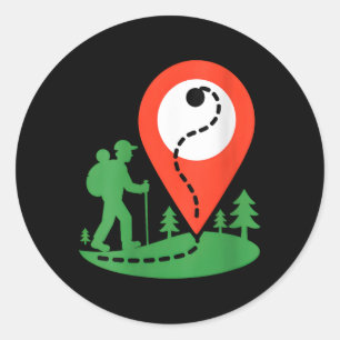 Pegatina Redonda Camiseta cuello en V para senderismo geocaching pa