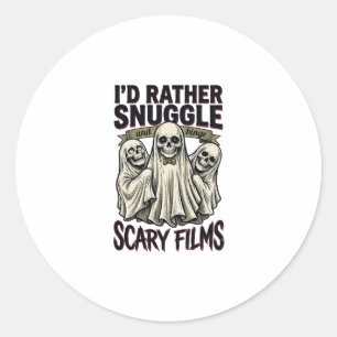 Pegatina Redonda Camiseta de abrazo de terror calavera divertida No