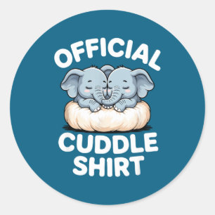 Pegatina Redonda Camiseta de Abrazo Elefante Bebé Lindo Acurrucarse