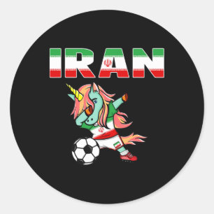 Pegatina Redonda Camiseta de aficionados de fútbol de Irán Unicorni