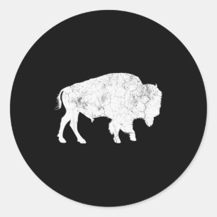 Pegatina Redonda Camiseta de amante de animales de búfalo angustiad