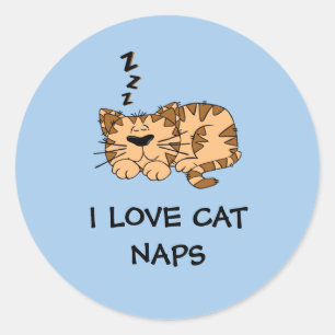 Pegatina Redonda Camiseta de amo las siestas de gato