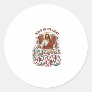 Pegatina Redonda Camiseta de ánimo de discapacidad de Jesús Inspira