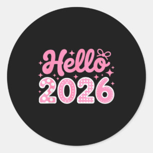 Pegatina Redonda Camiseta de año nuevo lindo 2026 para mujeres y ni