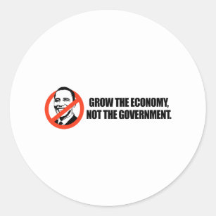 Pegatina Redonda Camiseta de Anti-Obama - crezca la economía