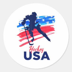 Pegatina Redonda Camiseta de apoyo al equipo de hockey Usa Usa L