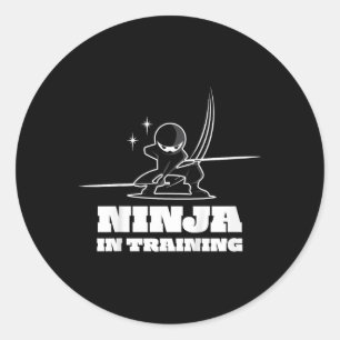 Pegatina Redonda Camiseta de artes marciales Ninja guerrero lindo p