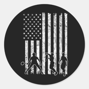 Pegatina Redonda Camiseta de bádminton de la bandera americana homb
