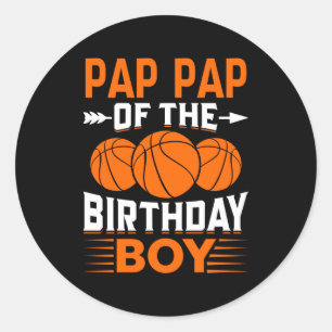 Pegatina Redonda Camiseta de baloncesto del papá del cumpleañero