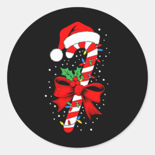 Pegatina Redonda Camiseta de bastón de caramelo de Navidad Niño Niñ