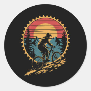 Pegatina Redonda Camiseta de bicicleta de montaña para hombres y mu