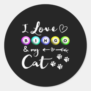 Pegatina Redonda Camiseta De Bingo Para Mujeres, Me Encanta El Bing
