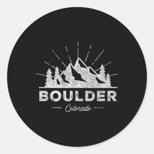 Pegatina Redonda Camiseta de Boulder Colorado Co Vintage de senderi