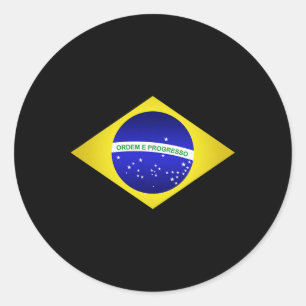 Pegatina Redonda Camiseta de Brasil Fútbol Soccer Brasileño Bandera