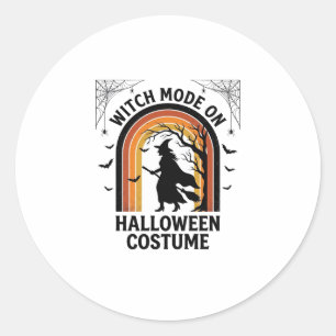 Pegatina Redonda Camiseta de Bruja de Halloween Disfraz Divertido G