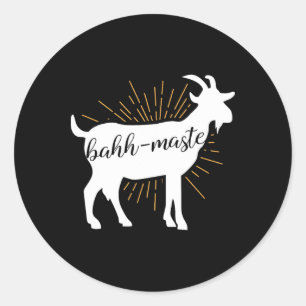 Pegatina Redonda Camiseta de cabra de yoga Hh-maste Namaste Pun reg
