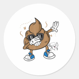 Pegatina Redonda Camiseta de Caca Danzarina - Emoticono Divertido M