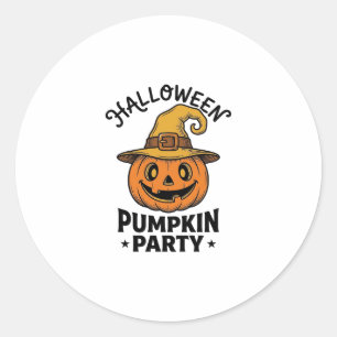 Pegatina Redonda Camiseta de calabaza de Halloween sombrero de bruj