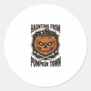Pegatina Redonda Camiseta de calabaza de Halloween vintage Jack O L