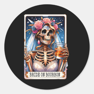 Pegatina Redonda Camiseta de carta de tarot divertida Novia en Bour