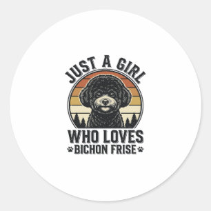 Pegatina Redonda Camiseta de chica Bichon Frise amante de perros vi