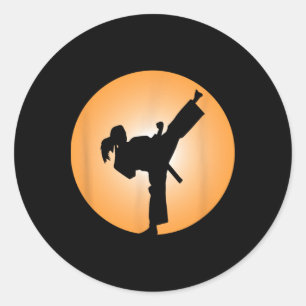 Pegatina Redonda Camiseta de chica de artes marciales