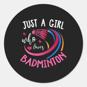 Pegatina Redonda Camiseta de chica de bádminton divertida jugadora 