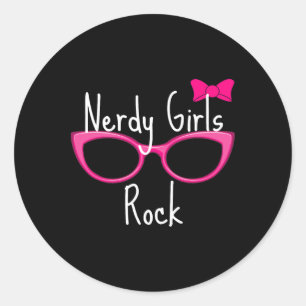 Pegatina Redonda Camiseta de chicas friki rock Gamer Chic divertida