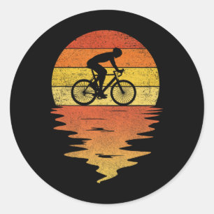 Pegatina Redonda Camiseta de Ciclismo de Montaña Retro Atardecer 70