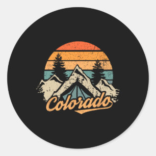 Pegatina Redonda Camiseta de Colorado - Montañas Retro Vintage Natu