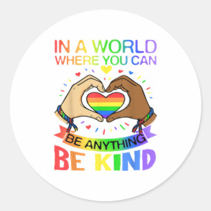 Pegatina Redonda Camiseta de Conciencia de Igualdad de Arcoiris de 