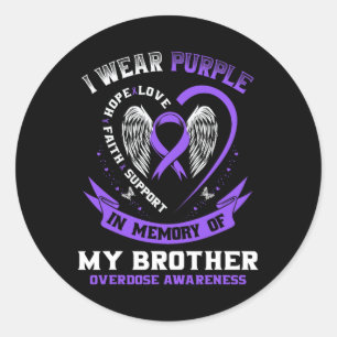 Pegatina Redonda Camiseta de Conciencia de Sobredosis En Memoria de