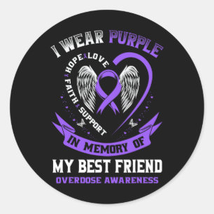 Pegatina Redonda Camiseta de Conciencia de Sobredosis En Memoria Me
