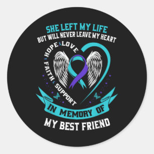 Pegatina Redonda Camiseta de Conciencia del Suicidio Mejor Amigo Pr