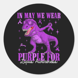 Pegatina Redonda Camiseta de concienciación sobre Dino Lupus en may