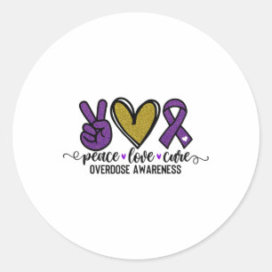 Pegatina Redonda Camiseta de concienciación sobre sobredosis Cinta