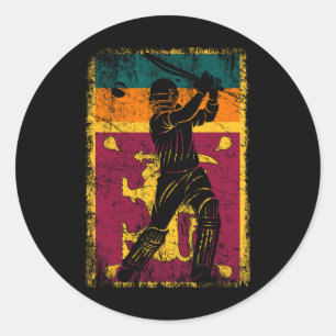 Pegatina Redonda Camiseta de cricket de la bandera de Sri Lanka fan