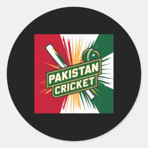 Pegatina Redonda Camiseta de cricket de Pakistán Bandera de cricket