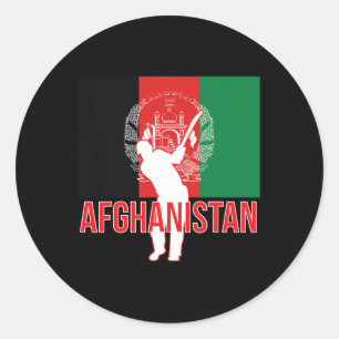 Pegatina Redonda Camiseta de críquet de Afganistán - Afganistán T d