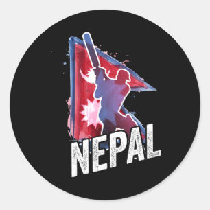 Pegatina Redonda Camiseta de críquet de Nepal partidario de la band