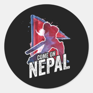 Pegatina Redonda Camiseta de críquet de Nepal partidario de la band