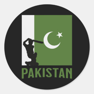 Pegatina Redonda Camiseta de críquet de Pakistán Críquet paquistaní