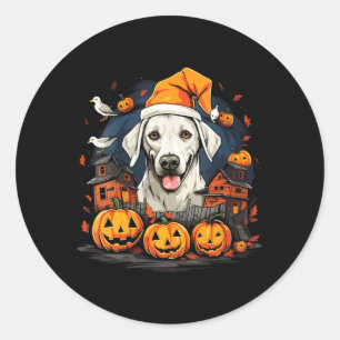 Pegatina Redonda Camiseta de cuello en V para mujer de Halloween pa