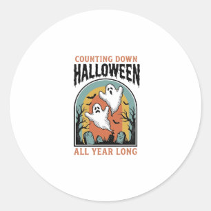 Pegatina Redonda Camiseta de Cuenta Regresiva de Halloween Gráfico
